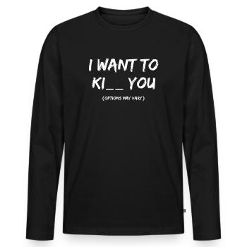 Conception drôle je veux des énonciations drôles - T-shirt manches longues Premium bio Homme - noir - Devant - Nico (187cm)