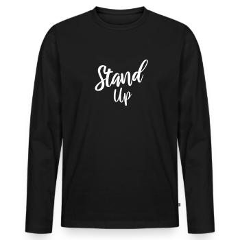 Stand up - Männer Premium Bio Langarmshirt - Schwarz - Vorne - Nico (187cm)