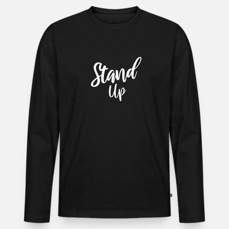 Stand up - Männer Premium Bio Langarmshirt - Schwarz