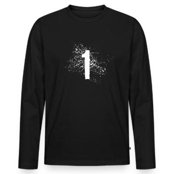 1 Eins Geburtstag - Männer Premium Bio Langarmshirt - Schwarz - Vorne - Nico (187cm)