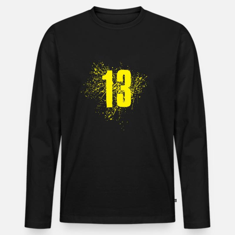 13 - Männer Premium Bio Langarmshirt - Schwarz