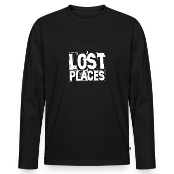 Lieux perdus - T-shirt manches longues Premium bio Homme - noir - Devant - Nico (187cm)