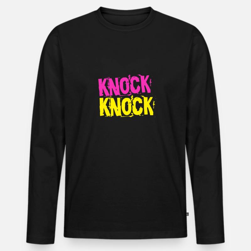 Knock Knock Klopf Klopf - Männer Premium Bio Langarmshirt - Schwarz