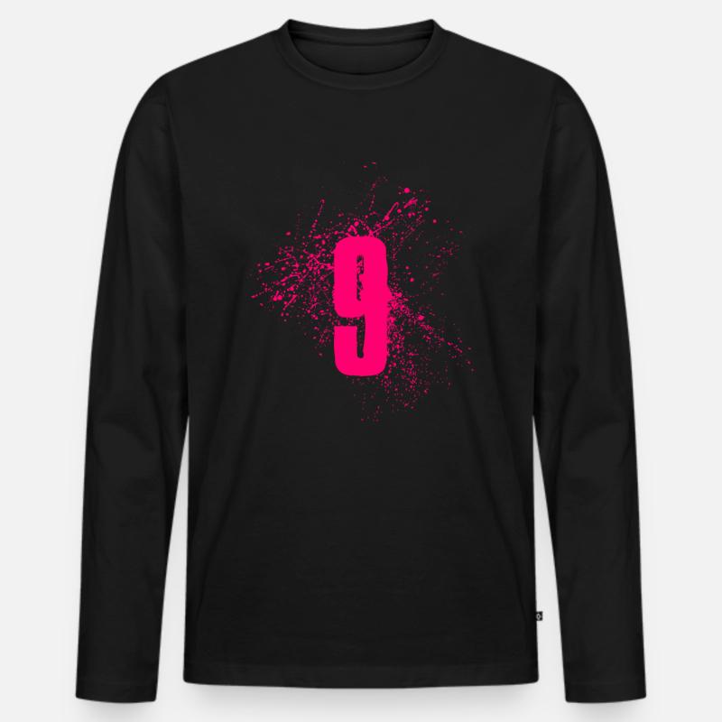 9 - Männer Premium Bio Langarmshirt - Schwarz
