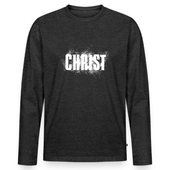 Chrétien - T-shirt manches longues Premium bio Homme - anthracite chiné - Devant - Nico (187cm)