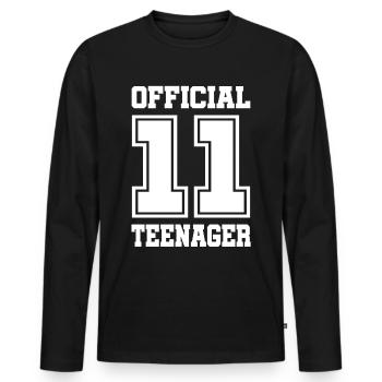 11th birthday teenager gift - Men's Premium Organic Long Sleeve Shirt - black - Front - Nico (187cm)
