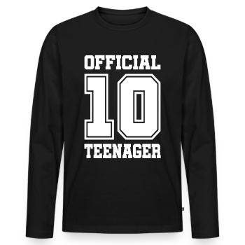 10th Birthday Teen Gift - Men's Premium Organic Long Sleeve Shirt - black - Front - Nico (187cm)