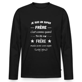 Super frère - T-shirt manches longues Premium bio Homme - noir - Devant - Nico (187cm)