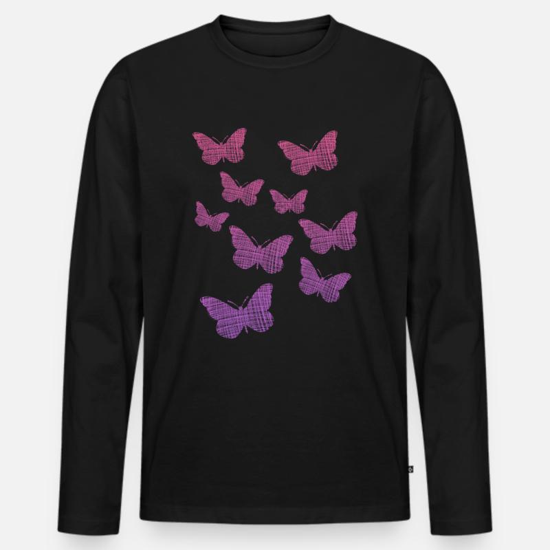 Butterflies - Männer Premium Bio Langarmshirt - Schwarz