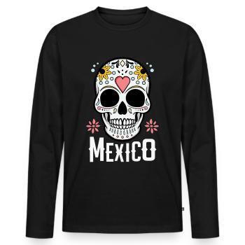 Sugar Skull Mexico - Men's Premium Organic Long Sleeve Shirt - black - Front - Nico (187cm)