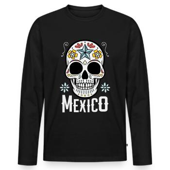 Sugar Skull Mexico - Men's Premium Organic Long Sleeve Shirt - black - Front - Nico (187cm)