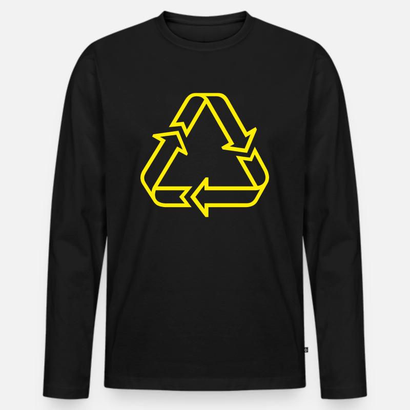 Recycling Symbol - Männer Premium Bio Langarmshirt - Schwarz