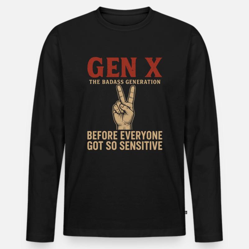 Gen X Die Coole Generation - Männer Premium Bio Langarmshirt - Schwarz