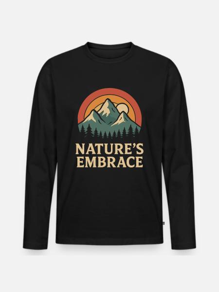 Closeness to nature Mountains Sunset - Men's Premium Organic Long Sleeve Shirt - black