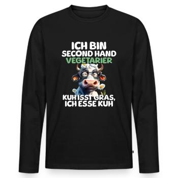Second Hand Vegetarier - Männer Premium Bio Langarmshirt - Schwarz - Vorne - Nico (187cm)
