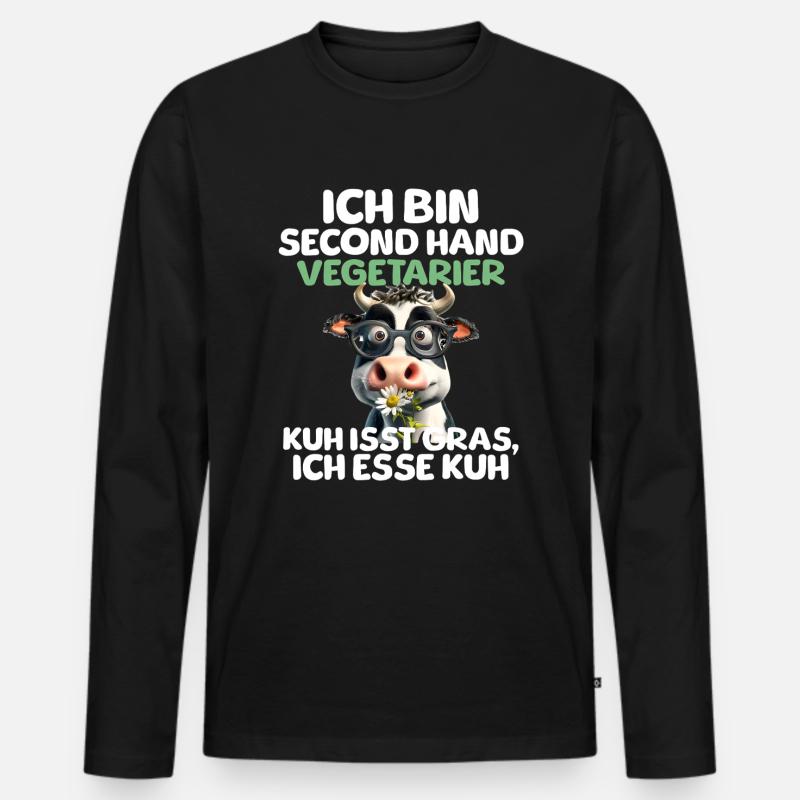 Second Hand Vegetarier - Männer Premium Bio Langarmshirt - Schwarz