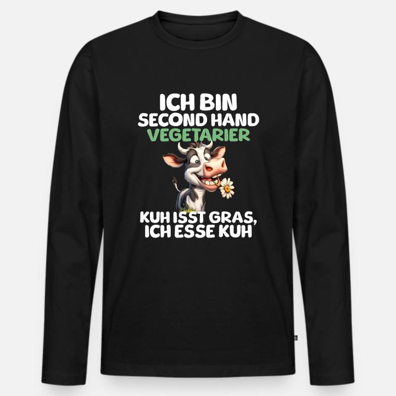 Second Hand Vegetarier - Männer Premium Bio Langarmshirt - Schwarz