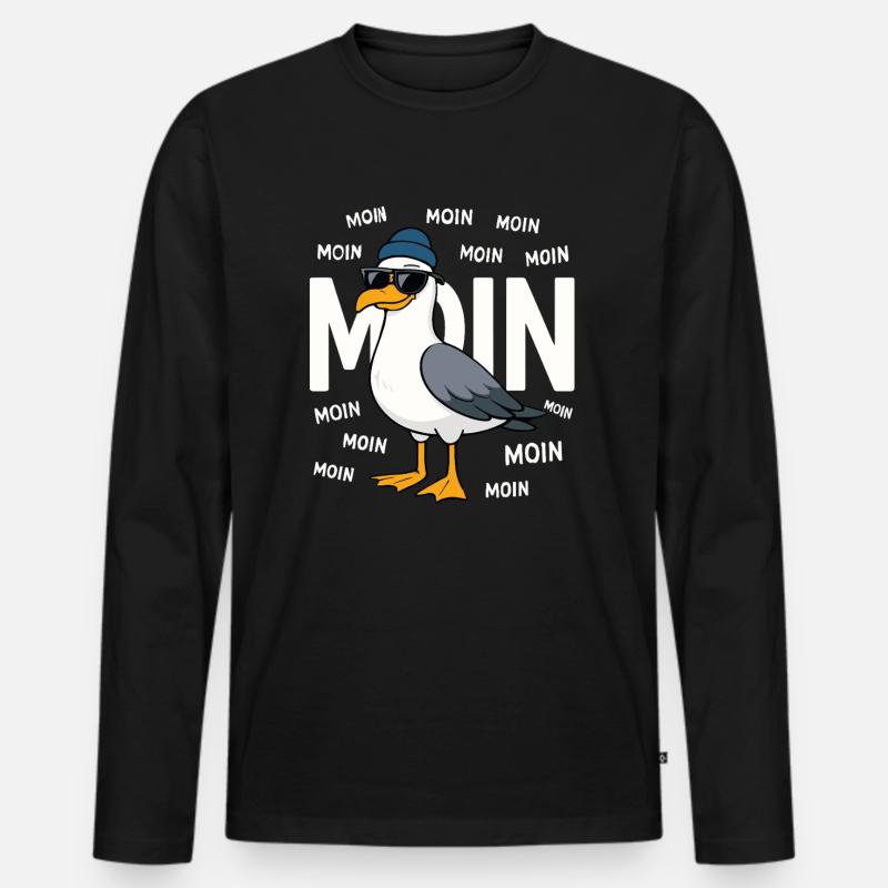 Moin Möwe – Norddeutsch & Lustig - Männer Premium Bio Langarmshirt - Schwarz
