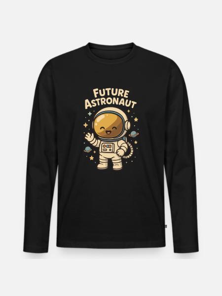 Cute Future Astronaut Kids - Men's Premium Organic Long Sleeve Shirt - black