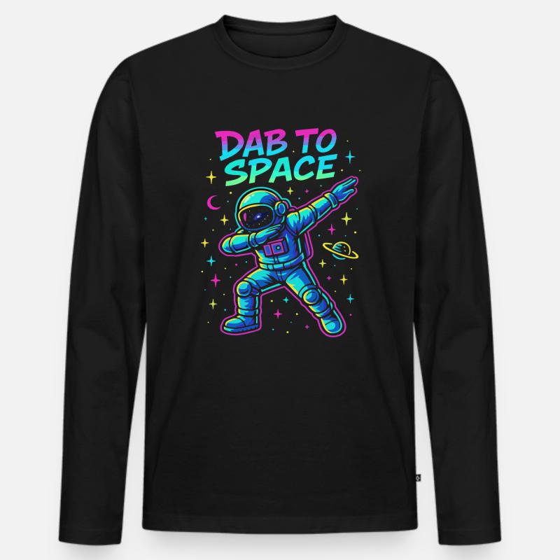 Dab To Space Astronaut Abenteuer - Männer Premium Bio Langarmshirt - Schwarz