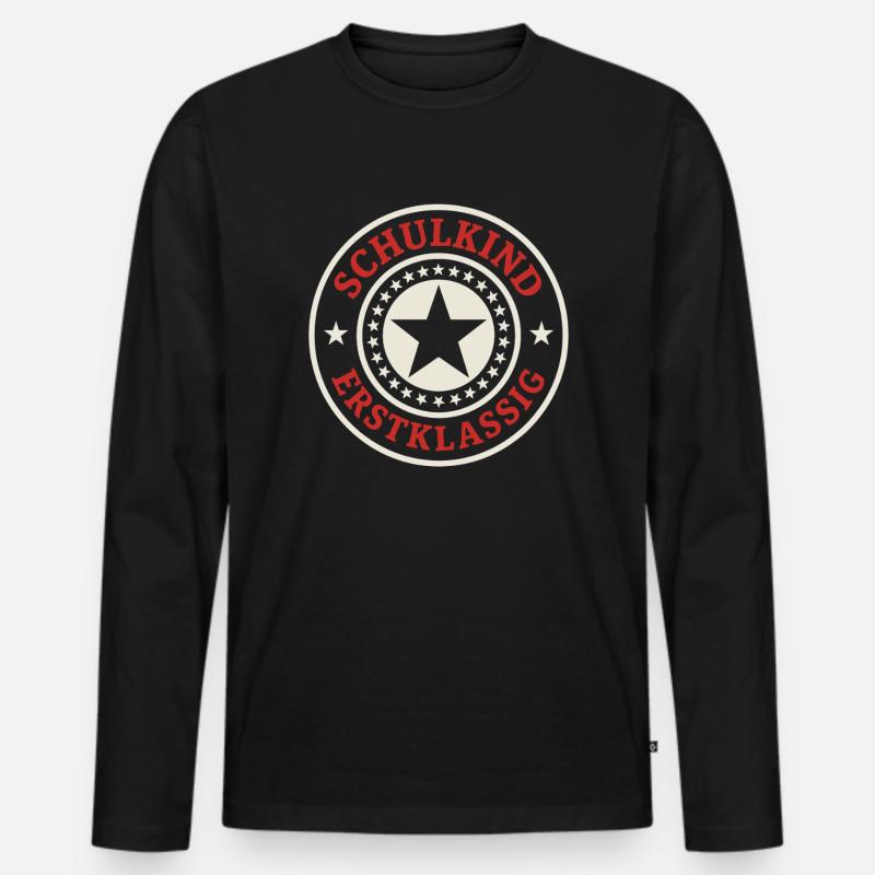 Schulkind Erstklassig Badge - Männer Premium Bio Langarmshirt - Schwarz