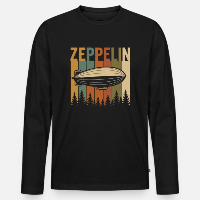 Zeppelin Retro Luftschiff Design - Männer Premium Bio Langarmshirt - Schwarz