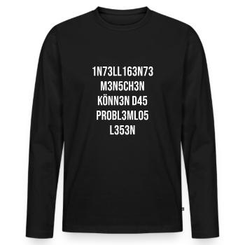 intelligente Menschen - Männer Premium Bio Langarmshirt - Schwarz - Vorne - Nico (187cm)