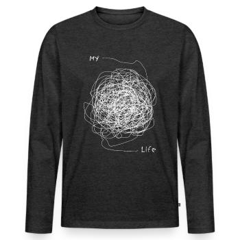 My Life Chaot Mein Leben Chaos Chaotisch lustig - Männer Premium Bio Langarmshirt - Anthrazit meliert - Vorne - Nico (187cm)