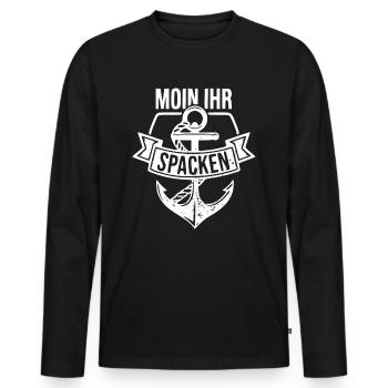 MOIN IHR SPACKEN - 2 - Ostseeliebe - Männer Premium Bio Langarmshirt - Schwarz - Vorne - Nico (187cm)