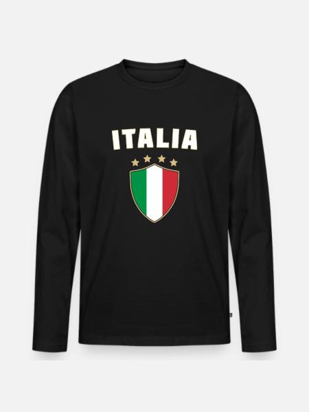 Italia Fan Italien - Männer Premium Bio Langarmshirt - Schwarz