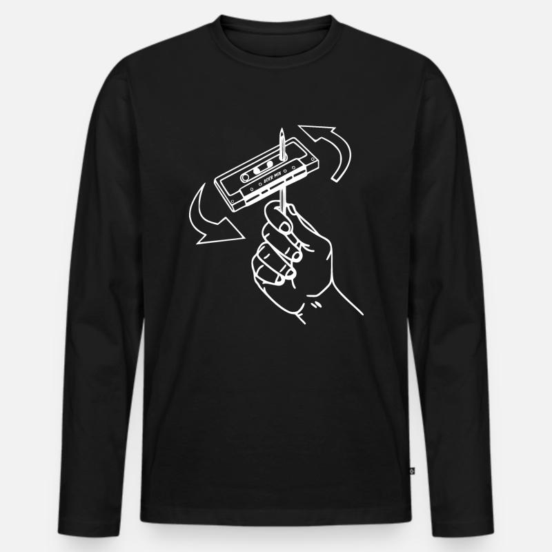 80s Audiocasette Retro - Männer Premium Bio Langarmshirt - Schwarz