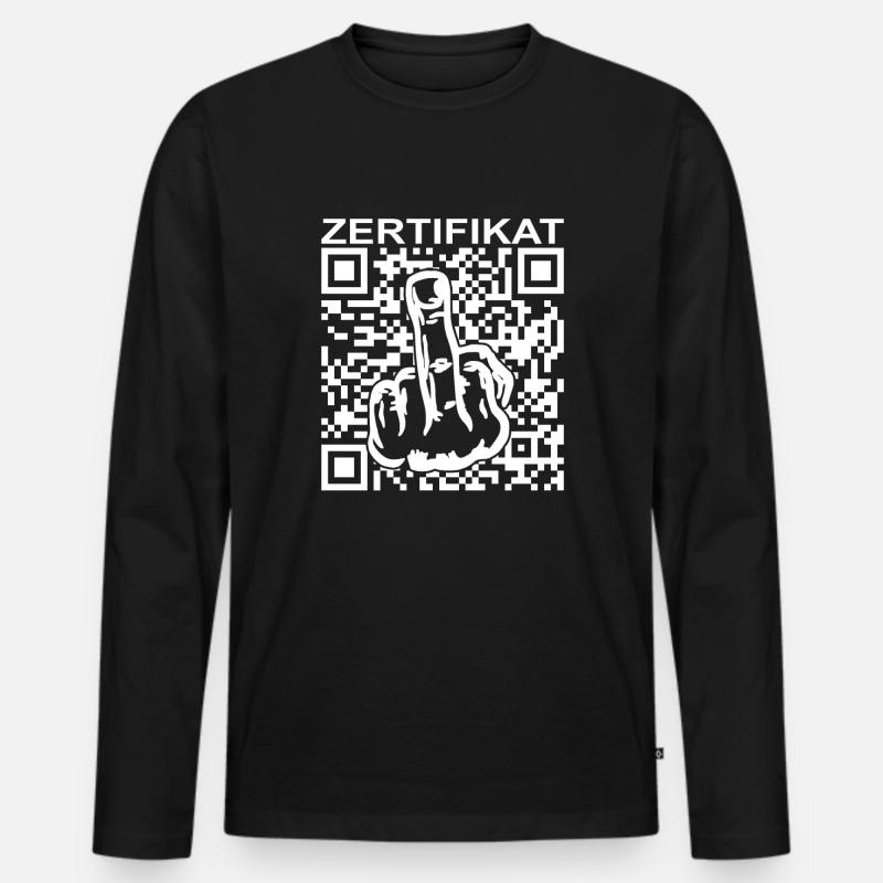 Impf Zertifikat - Männer Premium Bio Langarmshirt - Schwarz