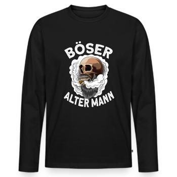 Böser alter mann Opa Skull Totenkopf Geschenk - Männer Premium Bio Langarmshirt - Schwarz - Vorne - Nico (187cm)