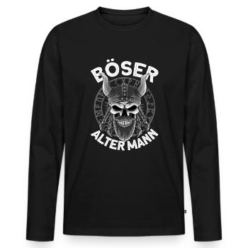 Böser alter mann Wikinger Opa Totenkopf Geschenk - Männer Premium Bio Langarmshirt - Schwarz - Vorne - Nico (187cm)