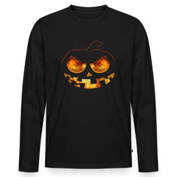 Citrouille brûlante | Halloween, des images drôles - T-shirt manches longues Premium bio Homme - noir - Devant - Nico (187cm)