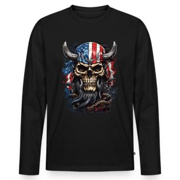 US-Wikinger-Krieger - Männer Premium Bio Langarmshirt - Schwarz - Vorne - Nico (187cm)