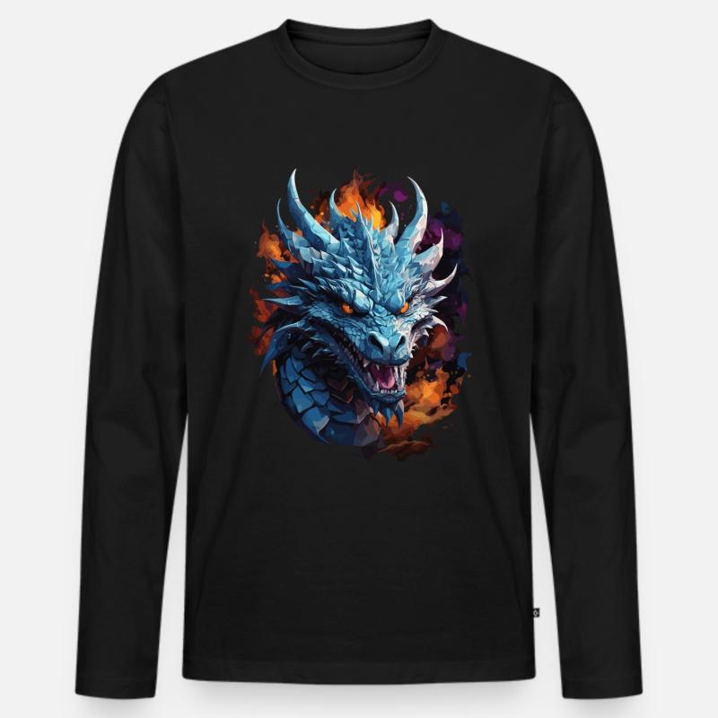 Finsterer Drache - Schattenmystik - Männer Premium Bio Langarmshirt - Schwarz
