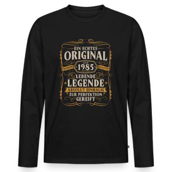 Original seit 1985 Jahrgang Geburtstag Geschenk - Männer Premium Bio Langarmshirt - Schwarz - Vorne - Nico (187cm)
