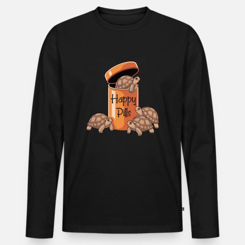 Shellbedeckte Glückspillen!, Sulcata-schildkröte - Männer Premium Bio Langarmshirt - Schwarz