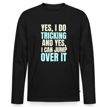 Tricking Parcours Cadeau - T-shirt manches longues Premium bio Homme - noir - Devant - Nico (187cm)