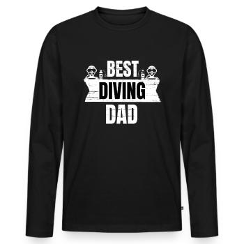 Tauchen Vater Geschenk - Männer Premium Bio Langarmshirt - Schwarz - Vorne - Nico (187cm)