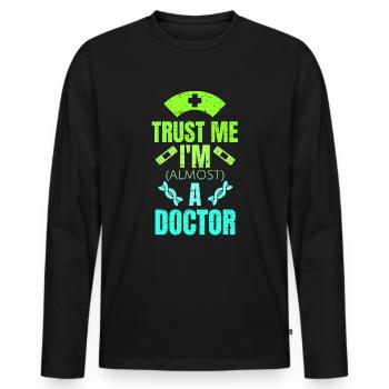 Medical student gift - Men's Premium Organic Long Sleeve Shirt - black - Front - Nico (187cm)