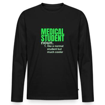 Cadeau étudiant en médecine - T-shirt manches longues Premium bio Homme - noir - Devant - Nico (187cm)