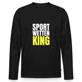 Sportwetten König Geschenk - Männer Premium Bio Langarmshirt - Schwarz - Vorne - Nico (187cm)