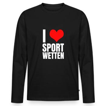 J’adore les paris sportifs cadeau - T-shirt manches longues Premium bio Homme - noir - Devant - Nico (187cm)