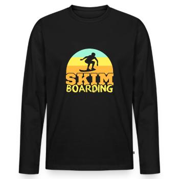 Skimboarding Sonnenuntergang - Männer Premium Bio Langarmshirt - Schwarz - Vorne - Nico (187cm)