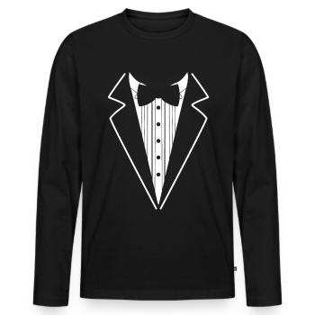 Costume, Business Fly Tie Smoking Party - T-shirt manches longues Premium bio Homme - noir - Devant - Nico (187cm)