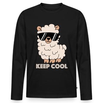 Keep Cool | Lama, funny pictures, funny sayings - Men's Premium Organic Long Sleeve Shirt - black - Front - Nico (187cm)