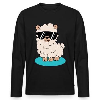 Keep Cool | Lama, funny pictures, funny sayings - Men's Premium Organic Long Sleeve Shirt - black - Front - Nico (187cm)