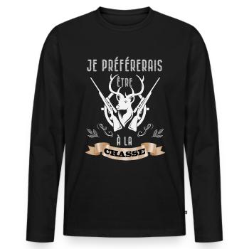 Je Préférerais Etre A La Chasse Cadeau Chasse - T-shirt manches longues Premium bio Homme - noir - Devant - Nico (187cm)